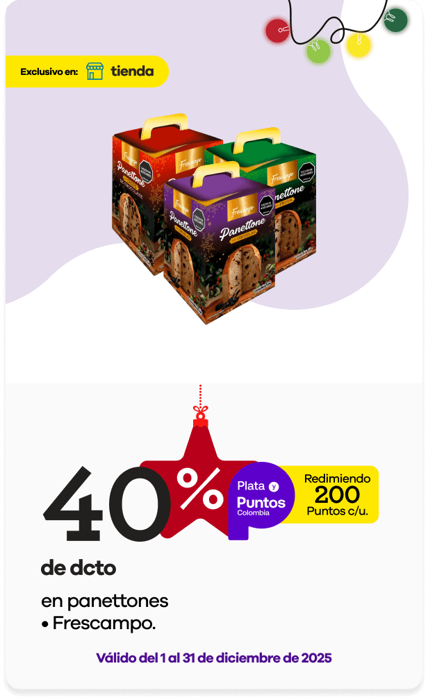 20% dcto redimiendo 500 puntos Colombia en mercados básicos